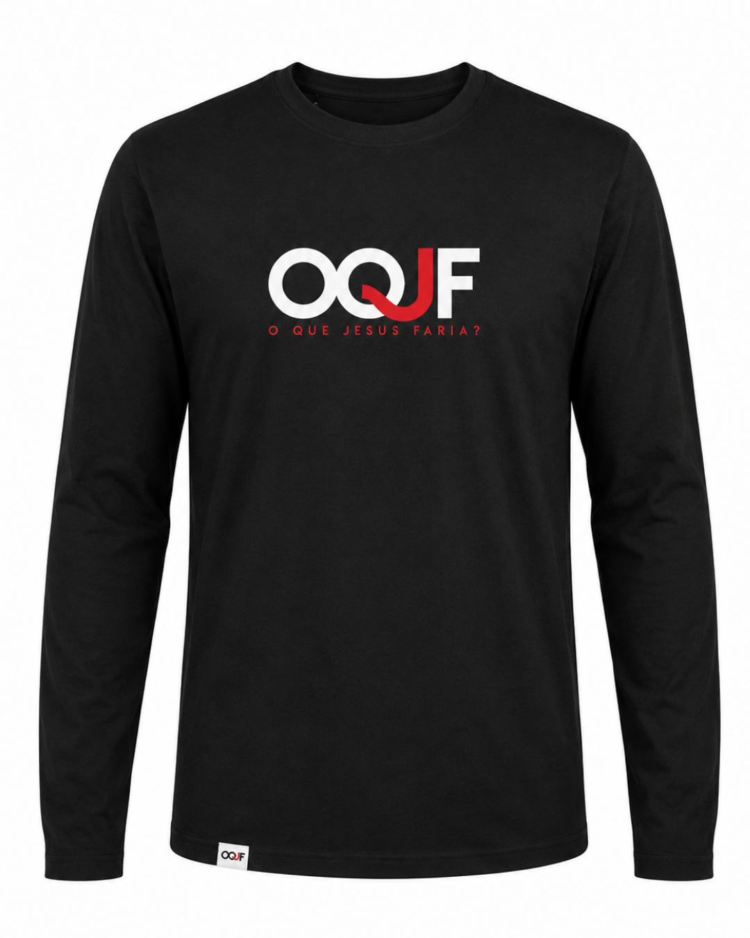 T-shirt "OQJF" - Preta Manga Comprida - Unissex