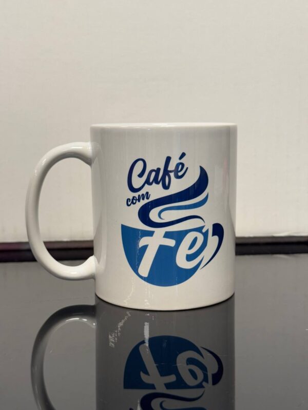 Caneca Café com fé azul