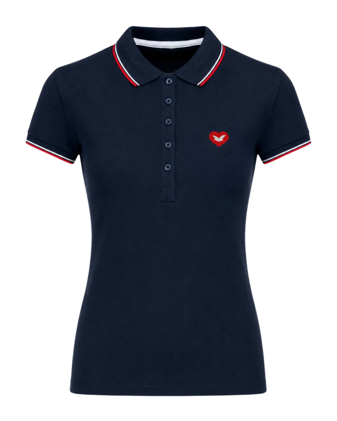 Polo Piquet "Coração Universal"- Azul Feminina